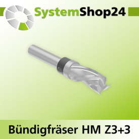 Systemshop24 Bündigfräser spiralgenutet mit Kugellager am Schaft HM Z3+3 D12,7mm (1/2") AL25mm AL1 9,5mm (3/8") GL71mm S8mm RL RD/LD