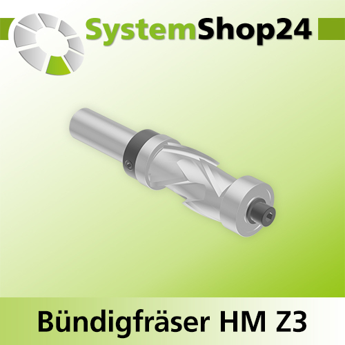 Systemshop24 Bündigfräser spiralgenutet mit zwei Kugellagern HM Z3 D19mm (3/4") AL32mm AL1 16mm GL92mm (3 5/8") S12mm RL RD/LD