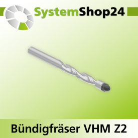 Systemshop24 VHM Bündigfräser spiralgenutet mit doppeltem Kugellager Z2 D6mm AL30mm GL80mm S6mm RL RD
