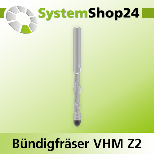 Systemshop24 VHM Bündigfräser spiralgenutet mit doppeltem Kugellager Z2 D6mm AL30mm GL80mm S6mm RL RD/LD