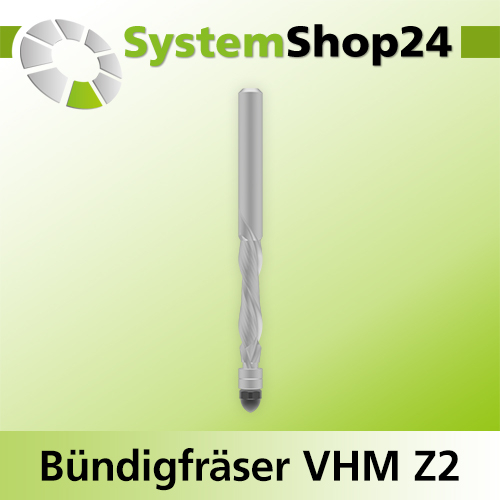 Systemshop24 VHM Bündigfräser spiralgenutet mit doppeltem Kugellager Z2 D6mm AL30mm GL80mm S6mm RL RD/LD
