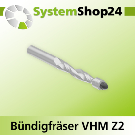 Systemshop24 VHM Bündigfräser spiralgenutet mit doppeltem Kugellager Z2 D8mm AL35mm (1 3/8") GL85mm S8mm RL RD