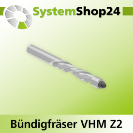 Systemshop24 VHM Bündigfräser spiralgenutet mit doppeltem Kugellager Z2 D8mm AL35mm (1 3/8") GL85mm S8mm RL LD