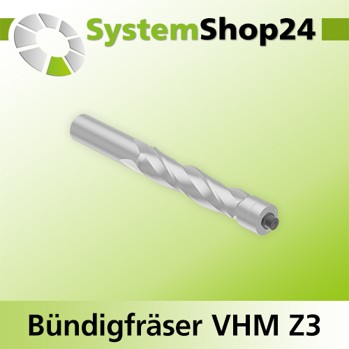 Systemshop24 Bündigfräser spiralgenutet mit doppeltem Kugellager HM Z3 D12,7mm (1/2") AL50,8mm (2") GL111mm S12mm RL RD
