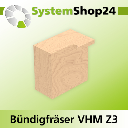 Systemshop24 Bündigfräser spiralgenutet mit doppeltem Kugellager HM Z3 D12,7mm (1/2") AL50,8mm (2") GL111mm S12mm RL LD