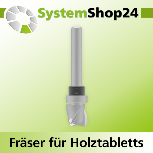 Systemshop24 Fräser für Holztabletts mit Achswinkel und Kugellager am Schaft HM Z3 D16mm AL16mm R3mm GL73mm (2 7/8") S8mm RL