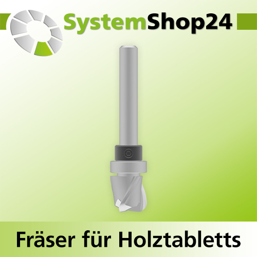 Systemshop24 Fräser für Holztabletts mit Achswinkel und Kugellager am Schaft HM Z3 D16mm AL16mm R5mm GL73mm (2 7/8") S8mm RL