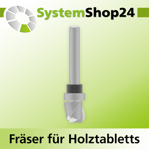 Systemshop24 Fräser für Holztabletts mit Achswinkel und Kugellager am Schaft HM Z3 D16mm AL16mm R6mm GL73mm (2 7/8") S8mm RL