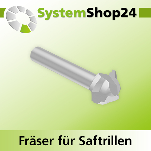 Systemshop24 Fräser für Saftrillen HM Z3 D19mm (3/4") AL10mm R6,4mm (1/4") 60° GL57mm S8mm RL