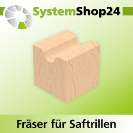 Systemshop24 Fräser für Saftrillen HM Z3 D19mm (3/4") AL10mm R6,4mm (1/4") 60° GL57mm S8mm RL