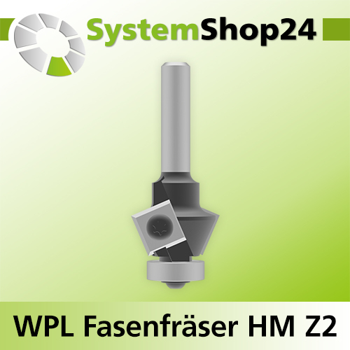 Systemshop24 Wendeplatten-Fasenfräser mit Kugellager Z2 D25mm AL11mm 22,5° GL64mm S8mm RL