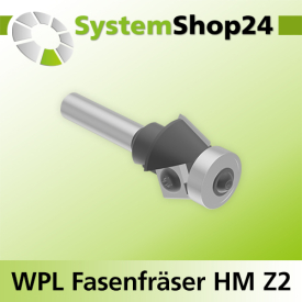 Systemshop24 Wendeplatten-Fasenfräser mit Kugellager Z2 D25mm AL11mm 22,5° GL64mm S8mm RL
