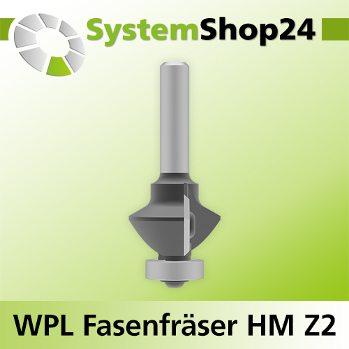 Systemshop24 Wendeplatten-Fasenfräser mit Kugellager Z2 D28mm AL10mm 30° GL63mm S8mm RL