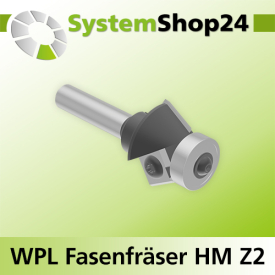 Systemshop24 Wendeplatten-Fasenfräser mit Kugellager Z2 D28mm AL10mm 30° GL63mm S8mm RL