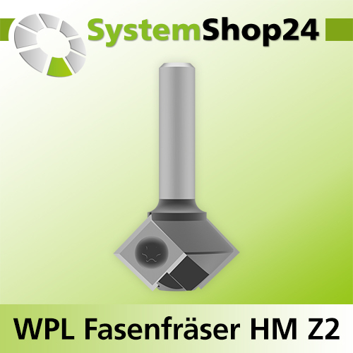 Systemshop24 Wendeplatten-Fasenfräser Z2 D28,6mm (1 1/8") AL8mm 45° GL50mm S8mm RL