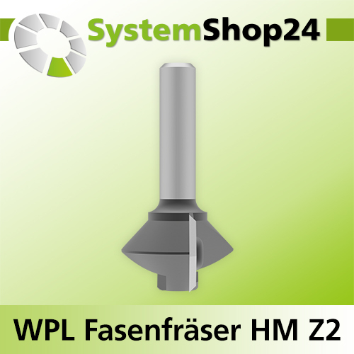 Systemshop24 Wendeplatten-Fasenfräser Z2 D28,6mm (1 1/8") AL8mm 45° GL50mm S8mm RL