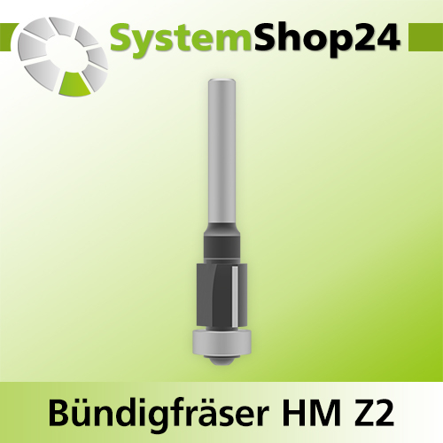 Systemshop24 Bündigfräser verschraubt mit Kugellager HM Z2 D12,7mm (1/2") AL12,7mm (1/2") GL63mm S6mm RL