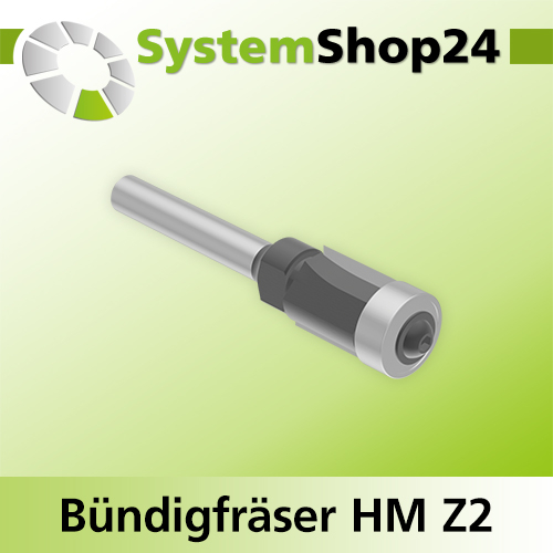 Systemshop24 Bündigfräser verschraubt mit Kugellager HM Z2 D12,7mm (1/2") AL12,7mm (1/2") GL63mm S6mm RL