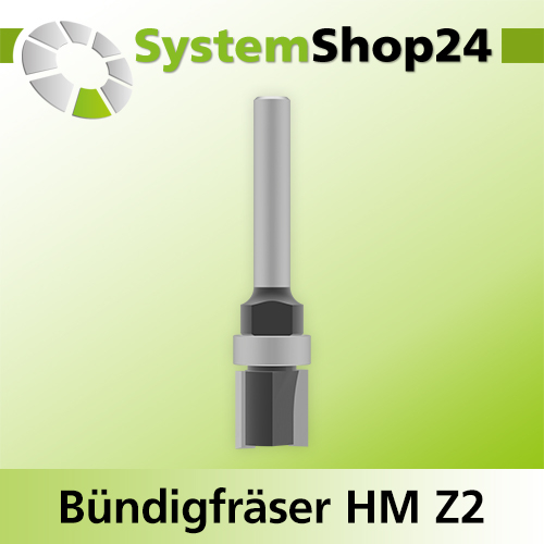 Systemshop24 Bündigfräser verschraubt mit Kugellager am Schaft HM Z2 D12,7mm (1/2") AL12,7mm (1/2") GL58mm S6mm RL