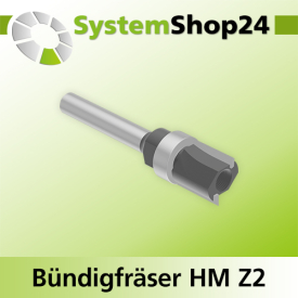 Systemshop24 Bündigfräser verschraubt mit Kugellager am Schaft HM Z2 D12,7mm (1/2") AL12,7mm (1/2") GL58mm S6mm RL