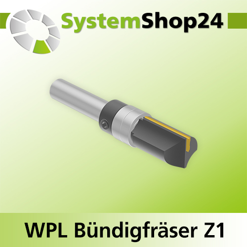 Systemshop24 Wendeplatten-Bündigfräser mit Kugellager am Schaft Z1 D12,7mm (1/2") AL19,5mm GL65mm S8mm RL