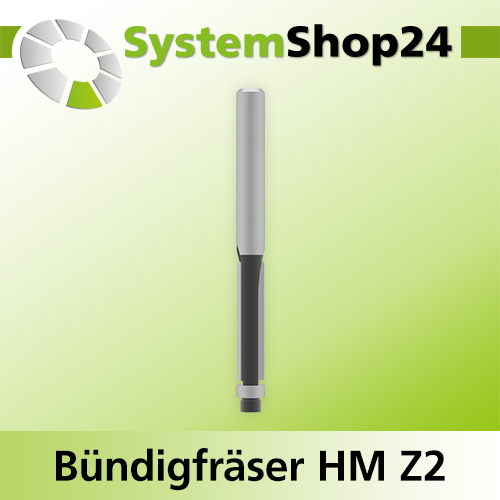 Systemshop24 Bündigfräser mit Kugellager HM Z2 D6mm AL25mm GL68mm S6mm RL