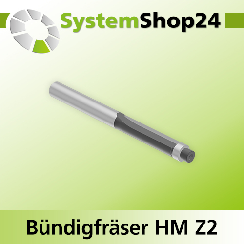 Systemshop24 Bündigfräser mit Kugellager HM Z2 D6mm AL25mm GL68mm S6mm RL