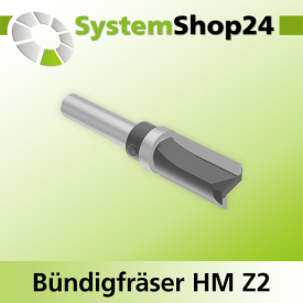 Systemshop24 Bündigfräser mit Kugellager am Schaft HM Z2 D14mm AL25mm GL70mm S8mm RL
