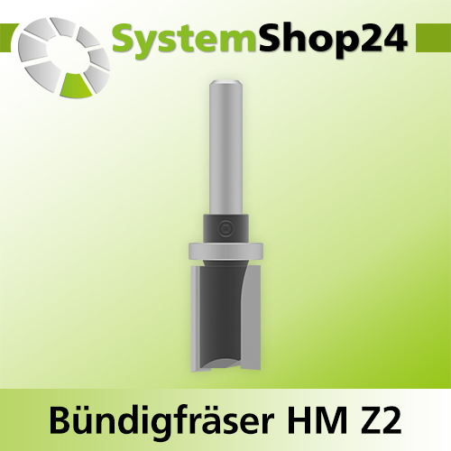 Systemshop24 Bündigfräser mit Kugellager am Schaft HM Z2 D18mm AL25mm GL70mm S8mm RL