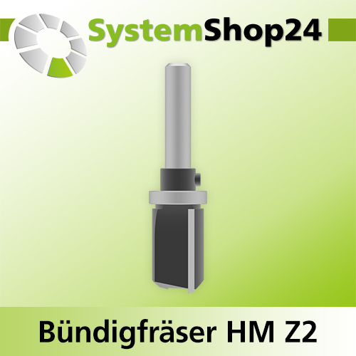 Systemshop24 Bündigfräser mit Kugellager am Schaft HM Z2 D18mm AL25mm GL70mm S8mm RL