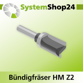 Systemshop24 Bündigfräser mit Kugellager am Schaft HM Z2 D18mm AL25mm GL70mm S8mm RL
