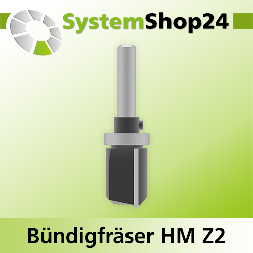 Systemshop24 Bündigfräser mit Kugellager am Schaft HM Z2 D20mm AL25mm GL70mm S8mm RL