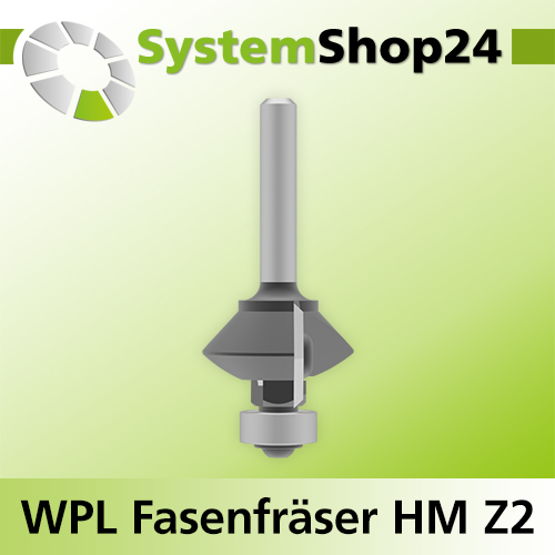 Systemshop24 Wendeplatten-Fasenfräser mit Kugellager Z2 D28,6mm (1 1/8") AL8mm 45° GL60mm S6mm RL