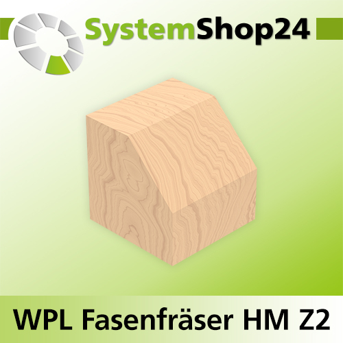 Systemshop24 Wendeplatten-Fasenfräser mit Kugellager Z2 D28,6mm (1 1/8") AL8mm 45° GL60mm S6mm RL