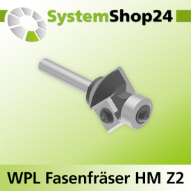 Systemshop24 Wendeplatten-Fasenfräser mit Kugellager Z2 D28,6mm (1 1/8") AL8mm 45° GL60mm S6mm RL