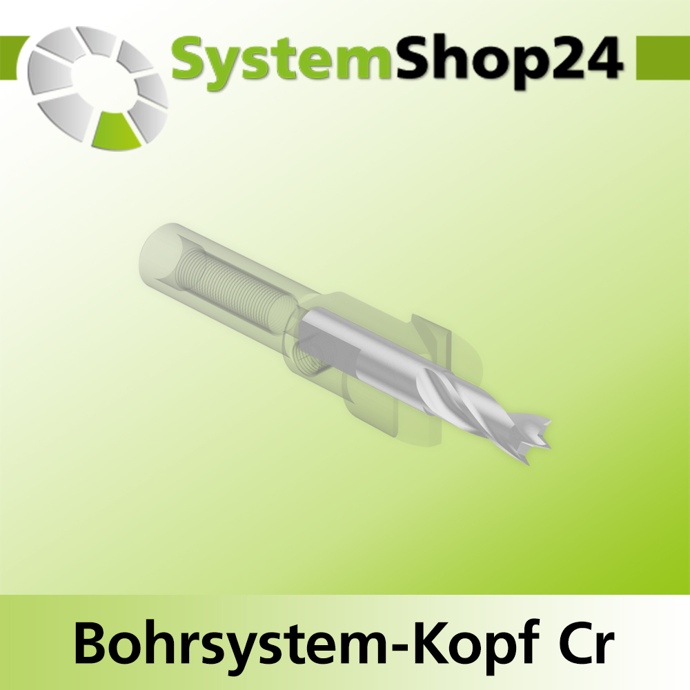 Systemshop24 Bohrsystem-Kopf Chromstahl D15mm d6mm H9mm SW8mm GL50mm S Gewinde innen M6 mit Passsitz RL