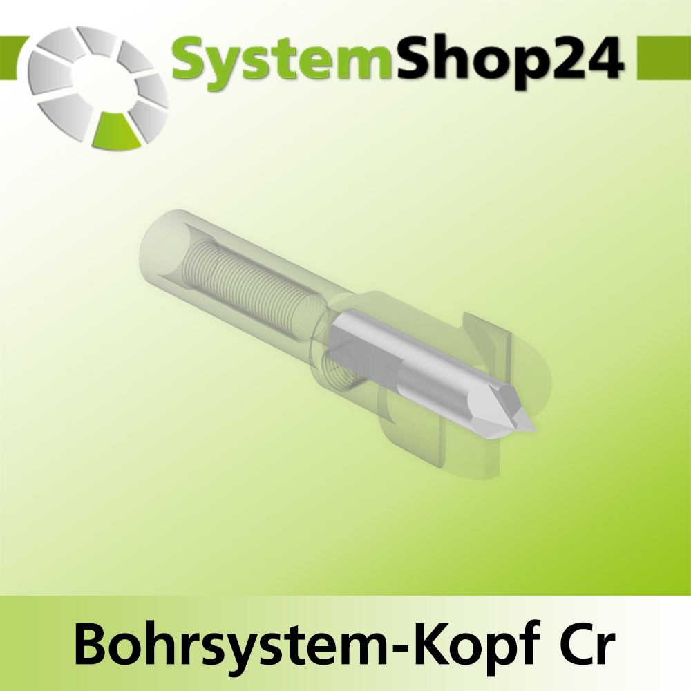 Systemshop24 Bohrsystem-Kopf Chromstahl D16mm d6mm H9mm SW8mm GL50mm S Gewinde innen M6 mit Passsitz RL