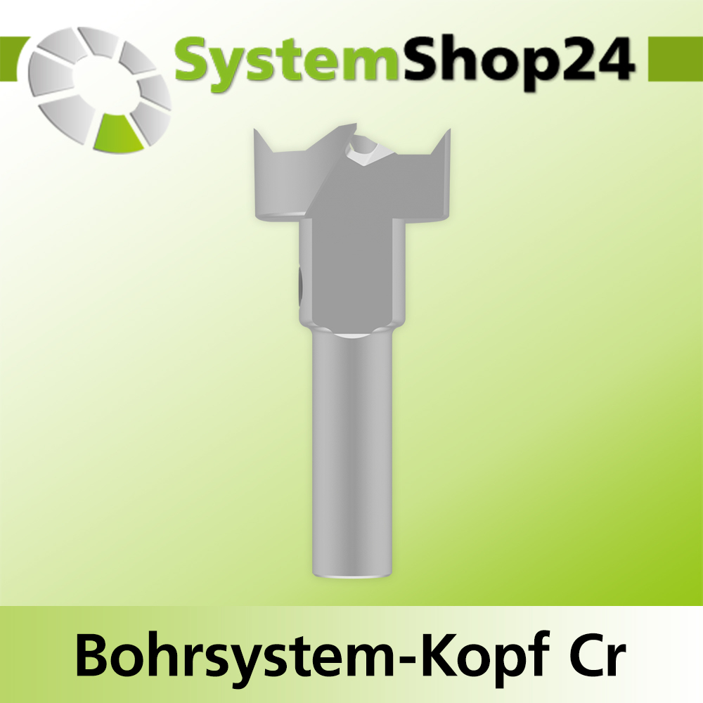 Systemshop24 Bohrsystem-Kopf Chromstahl D22,2mm (7/8") d6mm H9mm SW8mm GL50mm S Gewinde innen M6 mit Passsitz RL