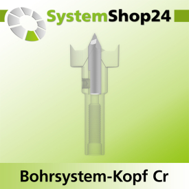 Systemshop24 Bohrsystem-Kopf Chromstahl D22,5mm d6mm H9mm SW8mm GL50mm S Gewinde innen M6 mit Passsitz RL