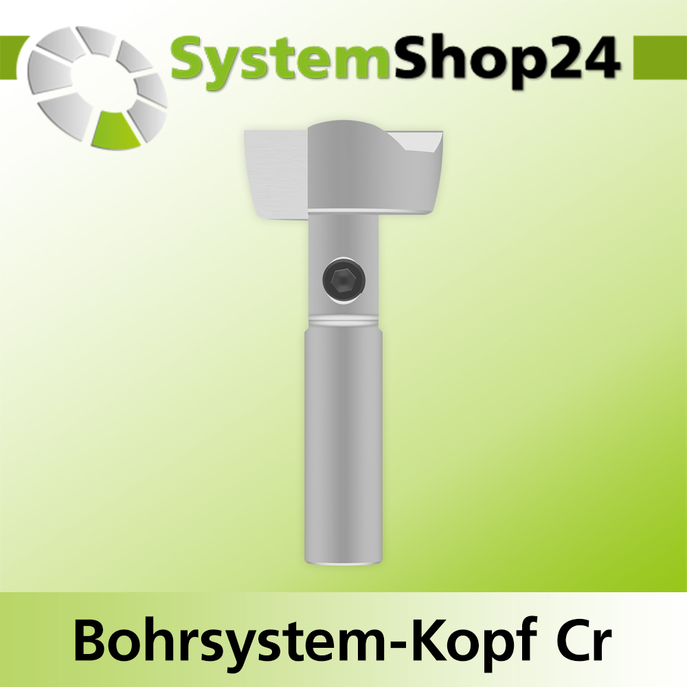 Systemshop24 Bohrsystem-Kopf Chromstahl D23mm d6mm H9mm SW8mm GL50mm S Gewinde innen M6 mit Passsitz RL
