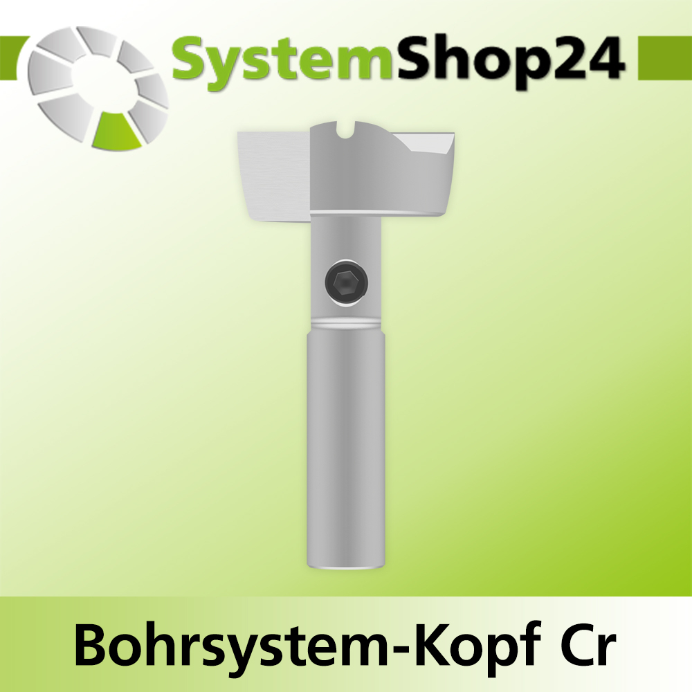 Systemshop24 Bohrsystem-Kopf Chromstahl D25mm d6mm H9mm SW8mm GL50mm S Gewinde innen M6 mit Passsitz RL