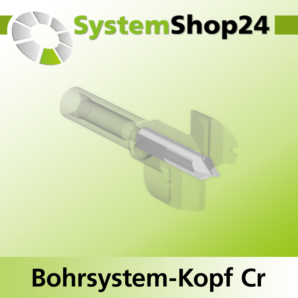 Systemshop24 Bohrsystem-Kopf Chromstahl D25mm d6mm H9mm SW8mm GL50mm S Gewinde innen M6 mit Passsitz RL