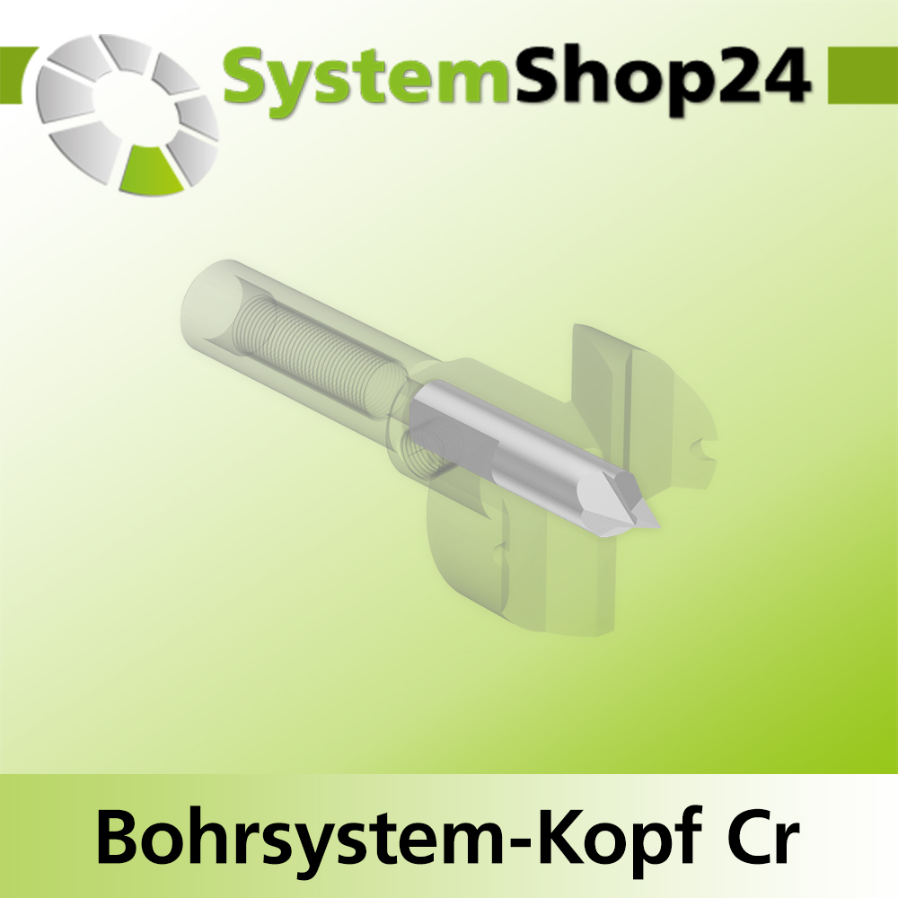Systemshop24 Bohrsystem-Kopf Chromstahl D26mm d6mm H9mm SW8mm GL50mm S Gewinde innen M6 mit Passsitz RL