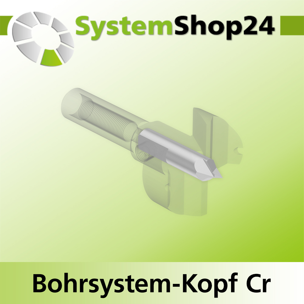 Systemshop24 Bohrsystem-Kopf Chromstahl D27mm d6mm H9mm SW8mm GL50mm S Gewinde innen M6 mit Passsitz RL