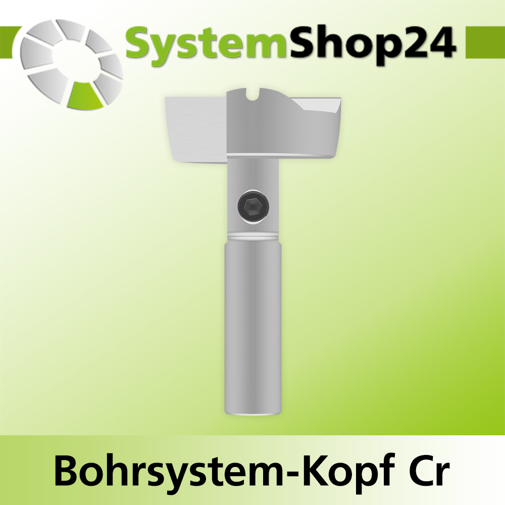 Systemshop24 Bohrsystem-Kopf Chromstahl D27,8mm d6mm H9mm SW8mm GL50mm S Gewinde innen M6 mit Passsitz RL