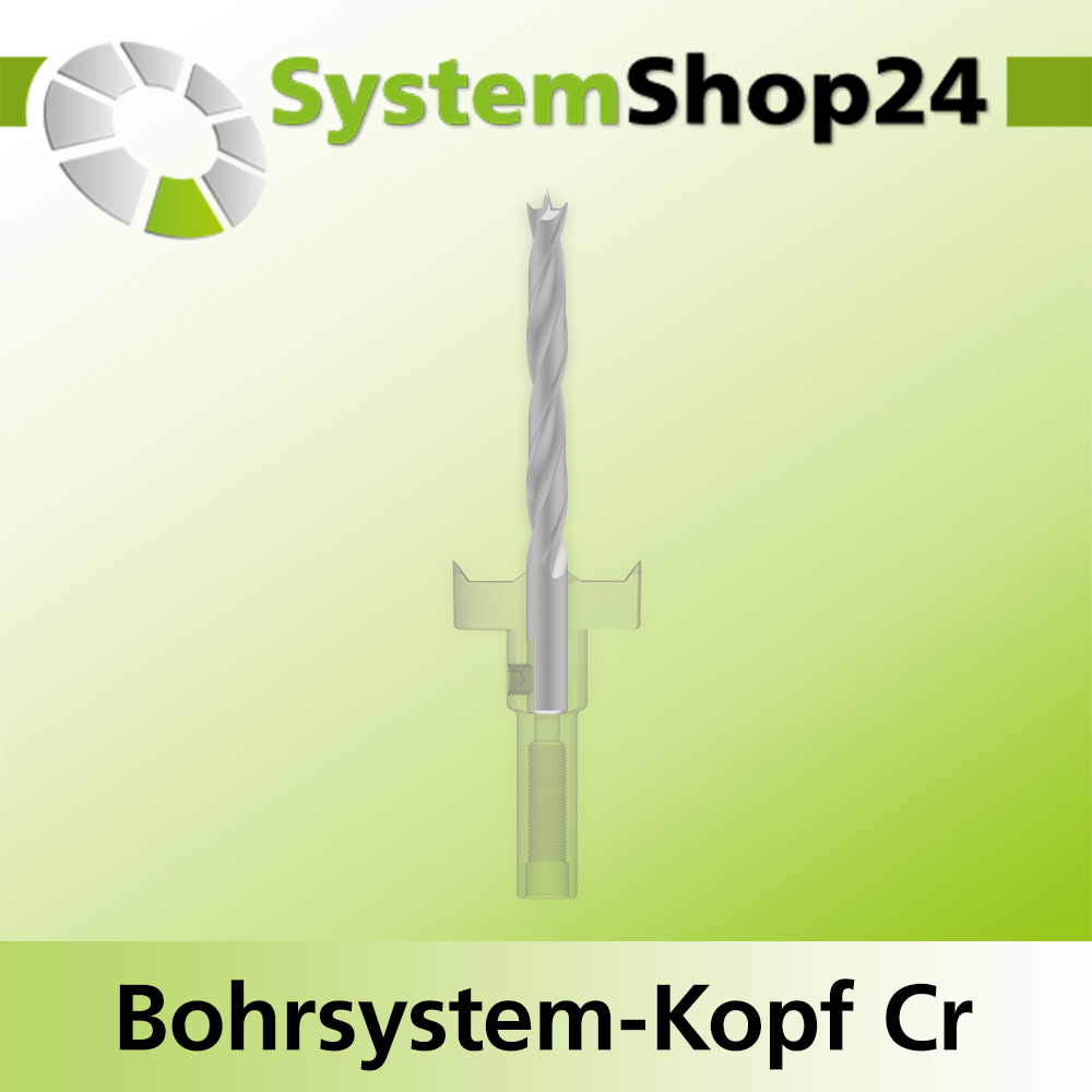 Systemshop24 Bohrsystem-Kopf Chromstahl D28mm d6mm H9mm SW8mm GL50mm S Gewinde innen M6 mit Passsitz RL