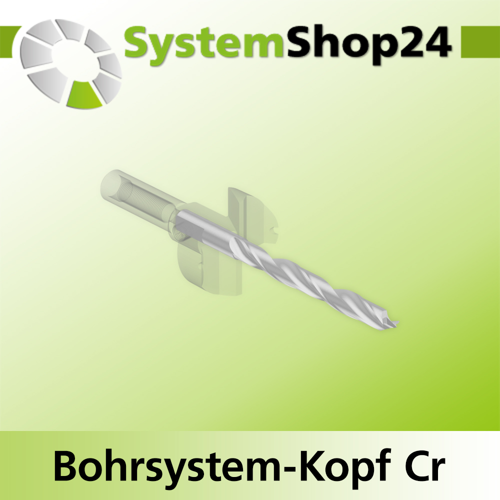 Systemshop24 Bohrsystem-Kopf Chromstahl D28mm d6mm H9mm SW8mm GL50mm S Gewinde innen M6 mit Passsitz RL