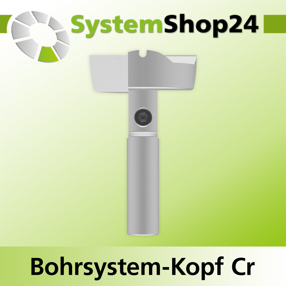 Systemshop24 Bohrsystem-Kopf Chromstahl D30mm d6mm H9mm SW8mm GL50mm S Gewinde innen M6 mit Passsitz RL