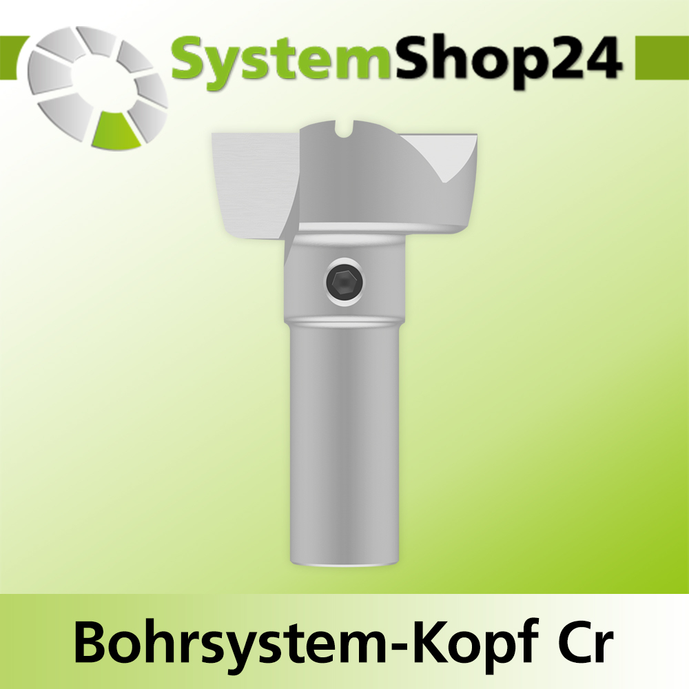Systemshop24 Bohrsystem-Kopf Chromstahl D31mm d6mm H12,7mm (1/2") GL50mm S Gewinde innen M8 mit Passsitz RL