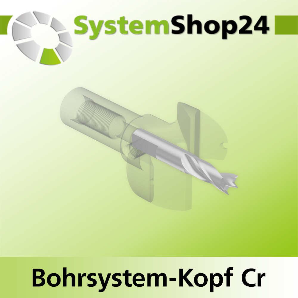 Systemshop24 Bohrsystem-Kopf Chromstahl D31mm d6mm H12,7mm (1/2") GL50mm S Gewinde innen M8 mit Passsitz RL